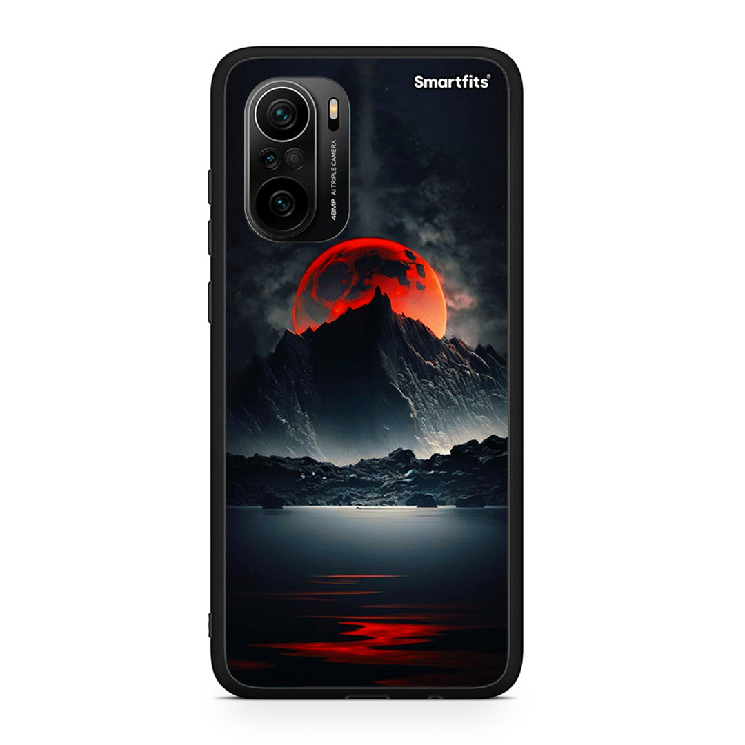 Xiaomi Poco F3 Red Full Moon θήκη από τη Smartfits με σχέδιο στο πίσω μέρος και μαύρο περίβλημα | Smartphone case with colorful back and black bezels by Smartfits