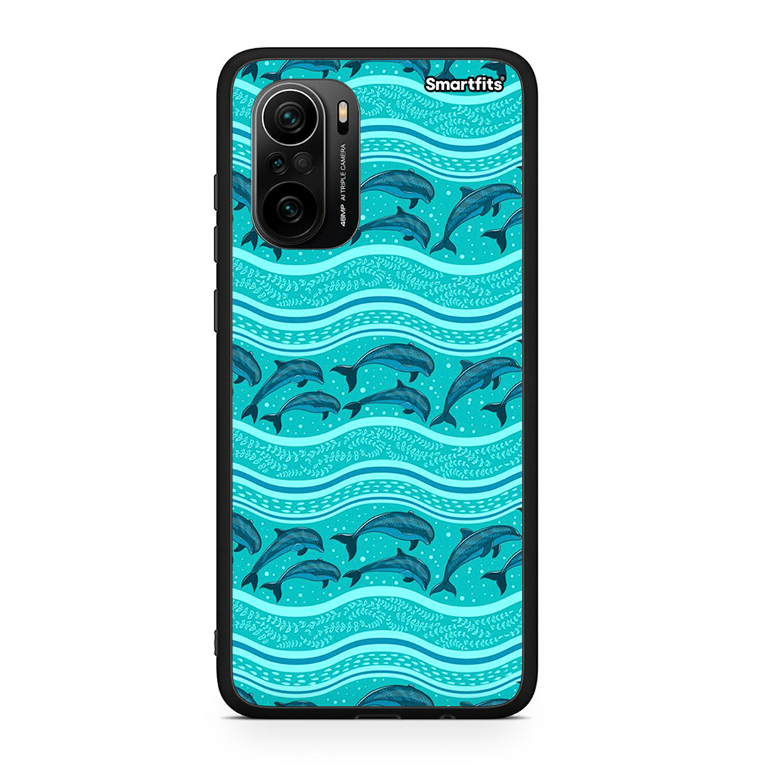 Xiaomi Mi 11i Swimming Dolphins θήκη από τη Smartfits με σχέδιο στο πίσω μέρος και μαύρο περίβλημα | Smartphone case with colorful back and black bezels by Smartfits