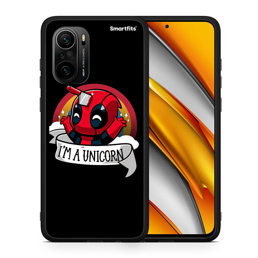 Θήκη Xiaomi Poco F3 Unicorn Deadpool από τη Smartfits με σχέδιο στο πίσω μέρος και μαύρο περίβλημα | Xiaomi Poco F3 Unicorn Deadpool case with colorful back and black bezels