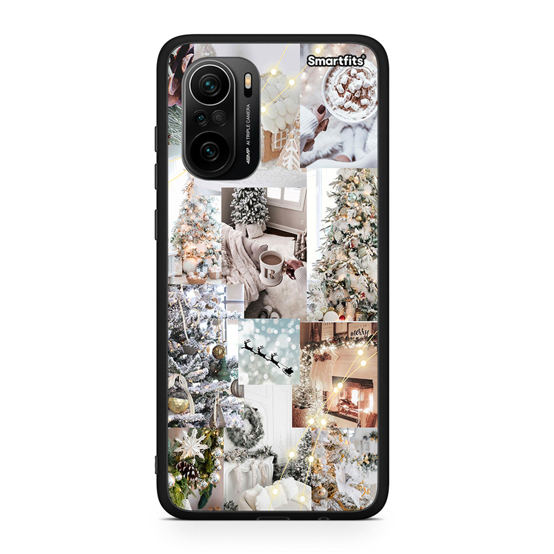 Xiaomi Poco F3 White Christmas θήκη από τη Smartfits με σχέδιο στο πίσω μέρος και μαύρο περίβλημα | Smartphone case with colorful back and black bezels by Smartfits