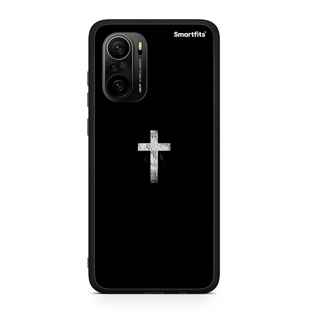 Xiaomi Poco F3 White Cross θήκη από τη Smartfits με σχέδιο στο πίσω μέρος και μαύρο περίβλημα | Smartphone case with colorful back and black bezels by Smartfits