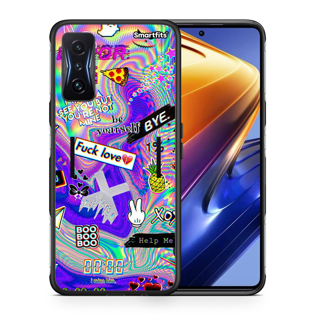 Θήκη Xiaomi Poco F4 GT Game Over από τη Smartfits με σχέδιο στο πίσω μέρος και μαύρο περίβλημα | Xiaomi Poco F4 GT Game Over case with colorful back and black bezels