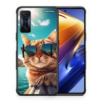 Thumbnail for Θήκη Xiaomi Poco F4 GT Summer Cat από τη Smartfits με σχέδιο στο πίσω μέρος και μαύρο περίβλημα | Xiaomi Poco F4 GT Summer Cat case with colorful back and black bezels