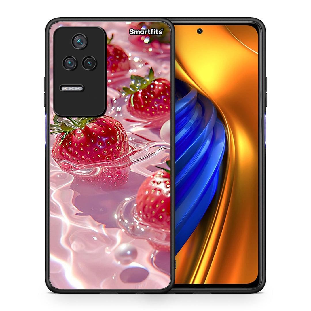 Θήκη Xiaomi Poco F4 / Redmi K40S Juicy Strawberries από τη Smartfits με σχέδιο στο πίσω μέρος και μαύρο περίβλημα | Xiaomi Poco F4 / Redmi K40S Juicy Strawberries case with colorful back and black bezels