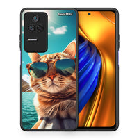 Thumbnail for Θήκη Xiaomi Poco F4 / Redmi K40S Summer Cat από τη Smartfits με σχέδιο στο πίσω μέρος και μαύρο περίβλημα | Xiaomi Poco F4 / Redmi K40S Summer Cat case with colorful back and black bezels