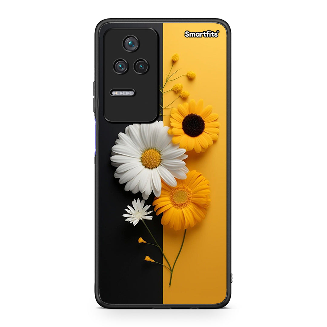 Xiaomi Poco F4 / Redmi K40S Yellow Daisies θήκη από τη Smartfits με σχέδιο στο πίσω μέρος και μαύρο περίβλημα | Smartphone case with colorful back and black bezels by Smartfits