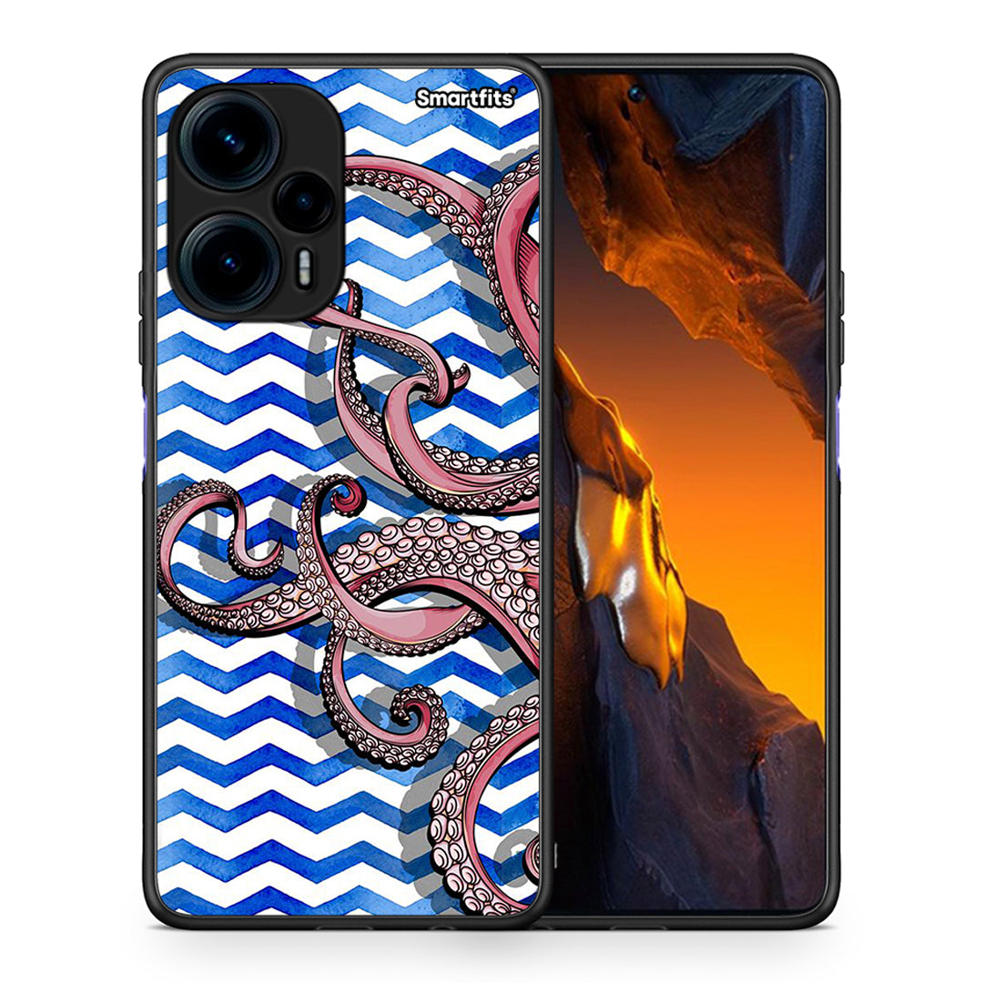 Θήκη Xiaomi Poco F5 5G Chevron Devilfish από τη Smartfits με σχέδιο στο πίσω μέρος και μαύρο περίβλημα | Xiaomi Poco F5 5G Chevron Devilfish Case with Colorful Back and Black Bezels