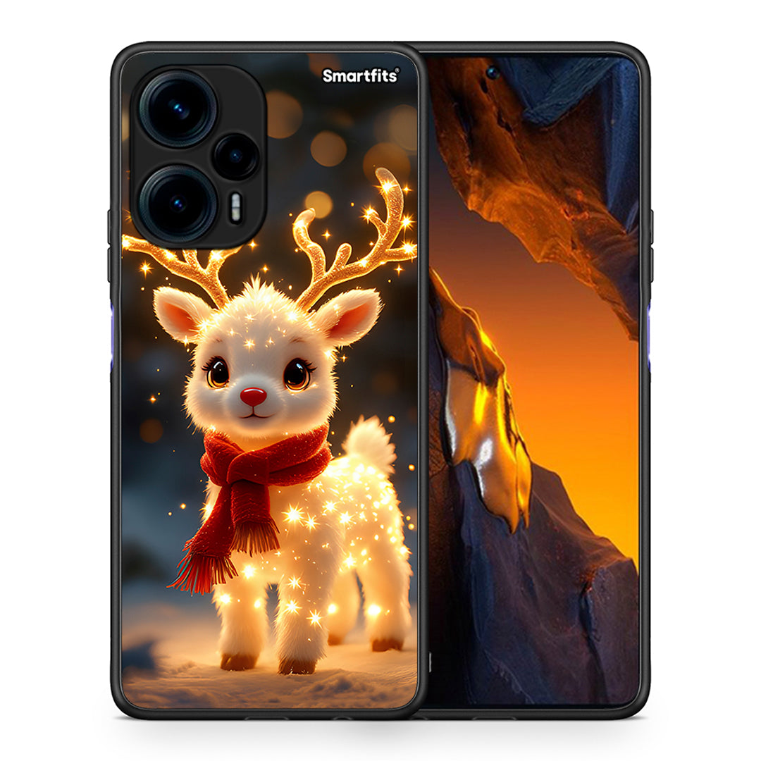 Θήκη Xiaomi Poco F5 5G Christmas Cutie από τη Smartfits με σχέδιο στο πίσω μέρος και μαύρο περίβλημα | Xiaomi Poco F5 5G Christmas Cutie Case with Colorful Back and Black Bezels