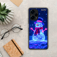 Thumbnail for Θήκη Xiaomi Poco F5 5G Christmas Neon Snowman από τη Smartfits με σχέδιο στο πίσω μέρος και μαύρο περίβλημα | Xiaomi Poco F5 5G Christmas Neon Snowman Case with Colorful Back and Black Bezels