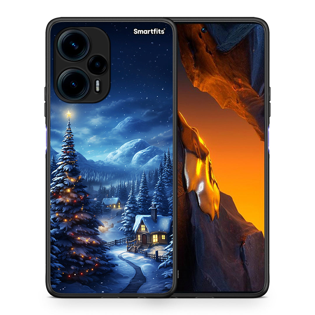 Θήκη Xiaomi Poco F5 5G Christmas Scenery από τη Smartfits με σχέδιο στο πίσω μέρος και μαύρο περίβλημα | Xiaomi Poco F5 5G Christmas Scenery Case with Colorful Back and Black Bezels