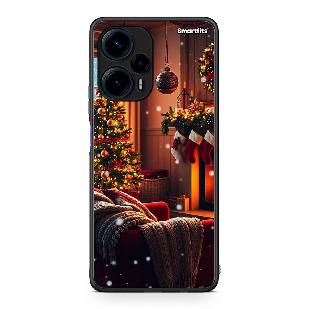 Θήκη Xiaomi Poco F5 5G Home For Christmas από τη Smartfits με σχέδιο στο πίσω μέρος και μαύρο περίβλημα | Xiaomi Poco F5 5G Home For Christmas Case with Colorful Back and Black Bezels