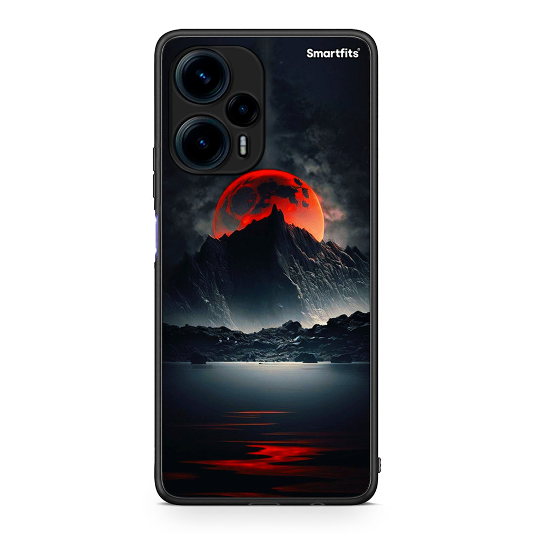 Θήκη Xiaomi Poco F5 5G Red Full Moon από τη Smartfits με σχέδιο στο πίσω μέρος και μαύρο περίβλημα | Xiaomi Poco F5 5G Red Full Moon Case with Colorful Back and Black Bezels