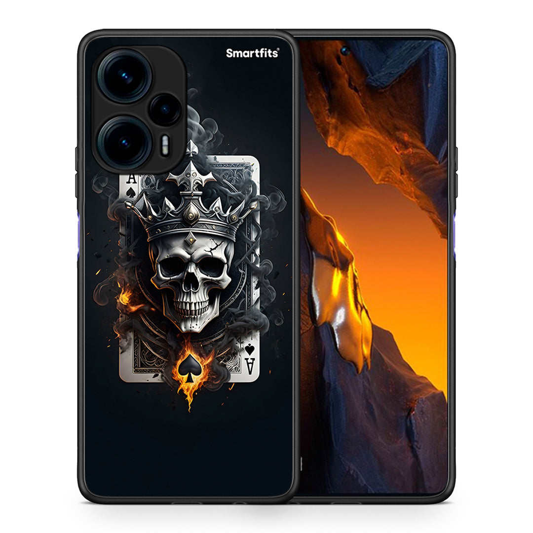 Θήκη Xiaomi Poco F5 5G Skull King Ace από τη Smartfits με σχέδιο στο πίσω μέρος και μαύρο περίβλημα | Xiaomi Poco F5 5G Skull King Ace Case with Colorful Back and Black Bezels