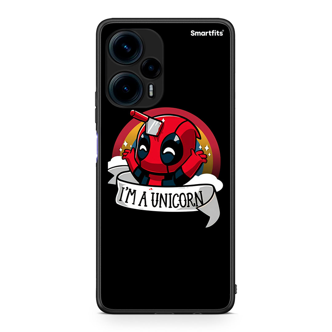 Θήκη Xiaomi Poco F5 5G Unicorn Deadpool από τη Smartfits με σχέδιο στο πίσω μέρος και μαύρο περίβλημα | Xiaomi Poco F5 5G Unicorn Deadpool Case with Colorful Back and Black Bezels