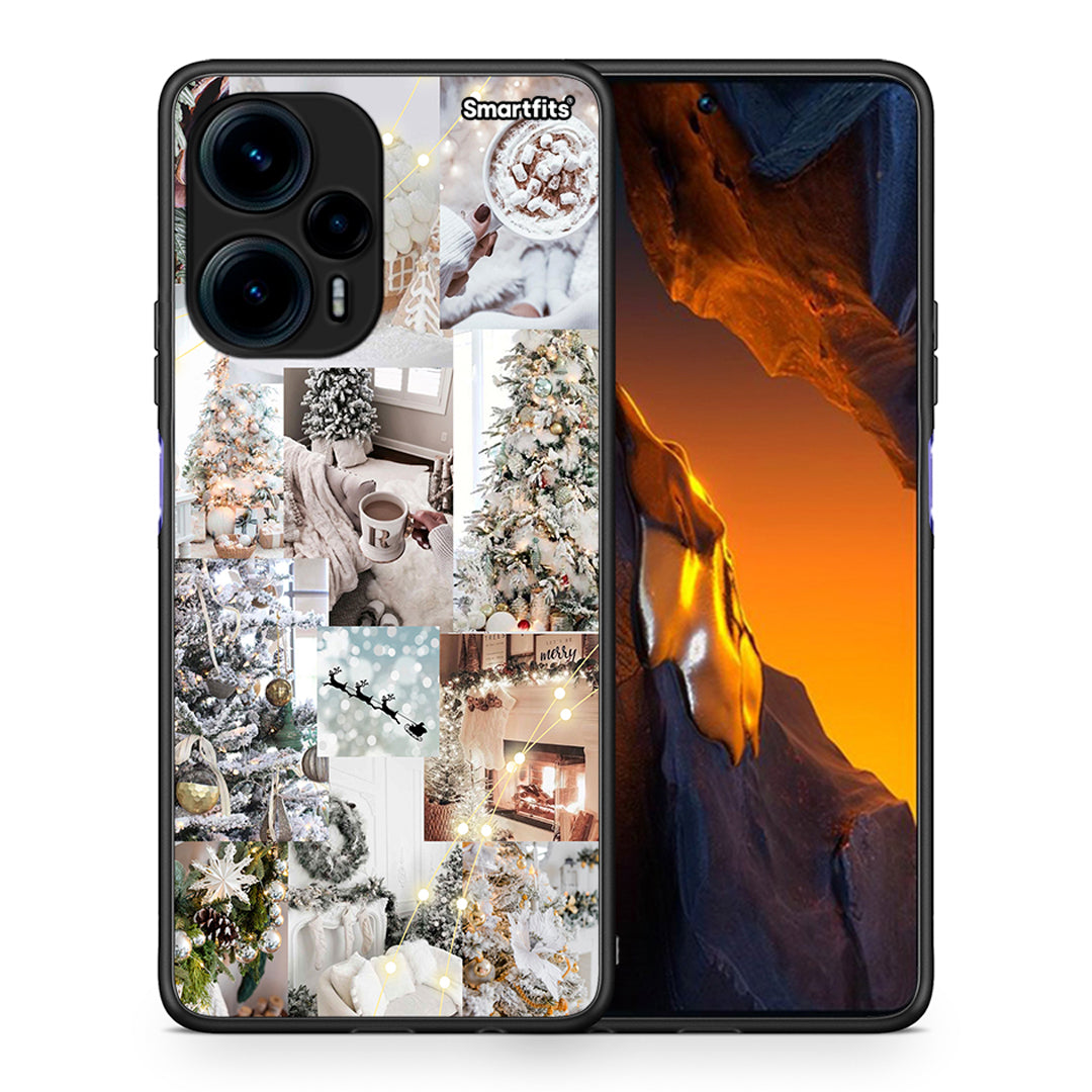 Θήκη Xiaomi Poco F5 5G White Christmas από τη Smartfits με σχέδιο στο πίσω μέρος και μαύρο περίβλημα | Xiaomi Poco F5 5G White Christmas Case with Colorful Back and Black Bezels