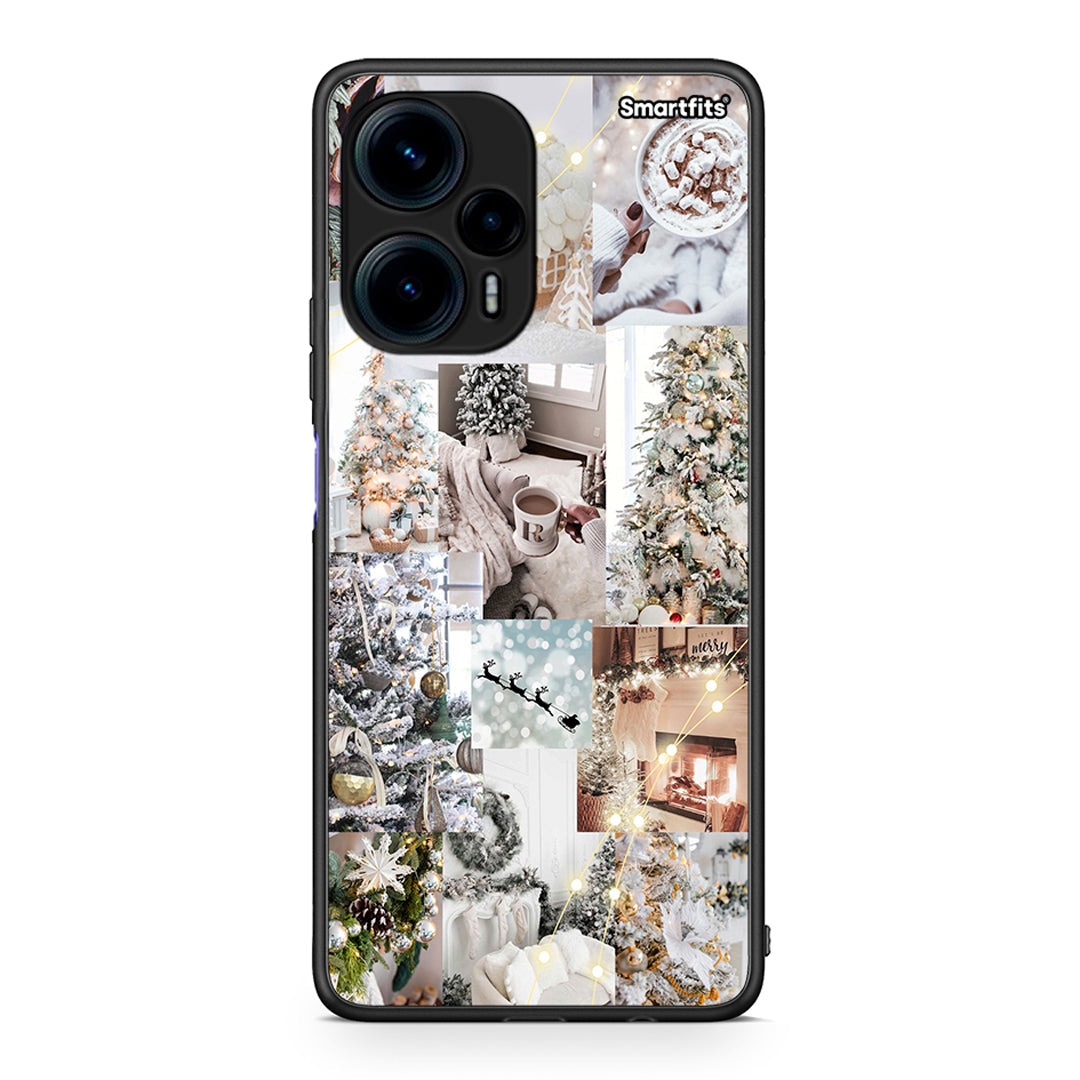 Θήκη Xiaomi Poco F5 5G White Christmas από τη Smartfits με σχέδιο στο πίσω μέρος και μαύρο περίβλημα | Xiaomi Poco F5 5G White Christmas Case with Colorful Back and Black Bezels