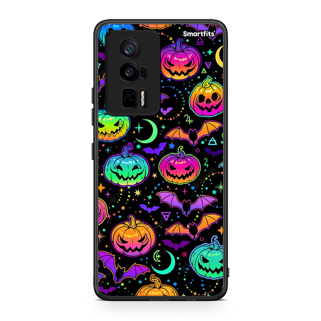 Θήκη Xiaomi Poco F5 Pro / Redmi K60 Pro Neon Halloween από τη Smartfits με σχέδιο στο πίσω μέρος και μαύρο περίβλημα | Xiaomi Poco F5 Pro / Redmi K60 Pro Neon Halloween Case with Colorful Back and Black Bezels