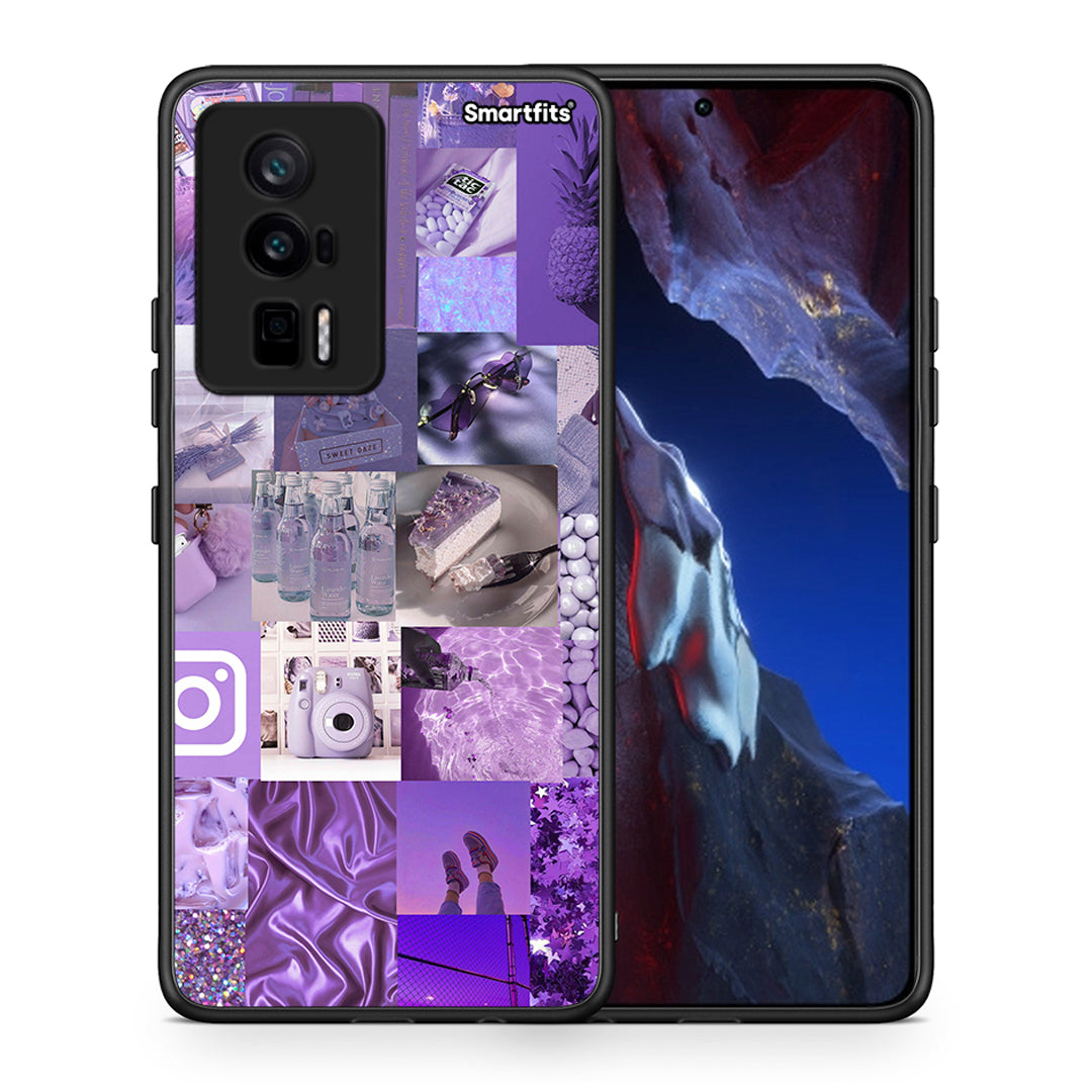 Θήκη Xiaomi Poco F5 Pro / Redmi K60 Pro Purple Aesthetic Collage από τη Smartfits με σχέδιο στο πίσω μέρος και μαύρο περίβλημα | Xiaomi Poco F5 Pro / Redmi K60 Pro Purple Aesthetic Collage Case with Colorful Back and Black Bezels