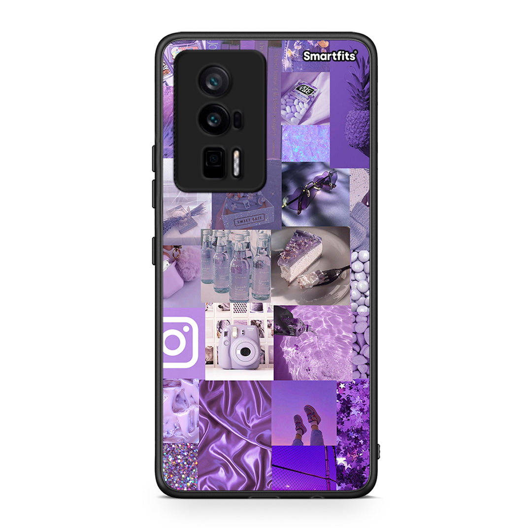 Θήκη Xiaomi Poco F5 Pro / Redmi K60 Pro Purple Aesthetic Collage από τη Smartfits με σχέδιο στο πίσω μέρος και μαύρο περίβλημα | Xiaomi Poco F5 Pro / Redmi K60 Pro Purple Aesthetic Collage Case with Colorful Back and Black Bezels