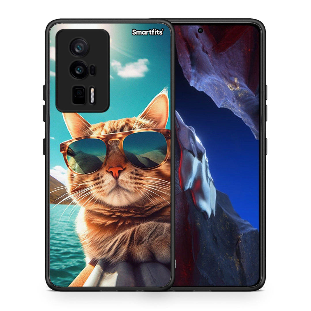 Θήκη Xiaomi Poco F5 Pro / Redmi K60 Pro Summer Cat από τη Smartfits με σχέδιο στο πίσω μέρος και μαύρο περίβλημα | Xiaomi Poco F5 Pro / Redmi K60 Pro Summer Cat Case with Colorful Back and Black Bezels