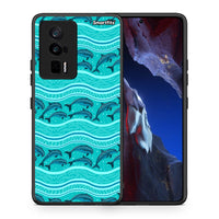 Thumbnail for Θήκη Xiaomi Poco F5 Pro / Redmi K60 Pro Swimming Dolphins από τη Smartfits με σχέδιο στο πίσω μέρος και μαύρο περίβλημα | Xiaomi Poco F5 Pro / Redmi K60 Pro Swimming Dolphins Case with Colorful Back and Black Bezels