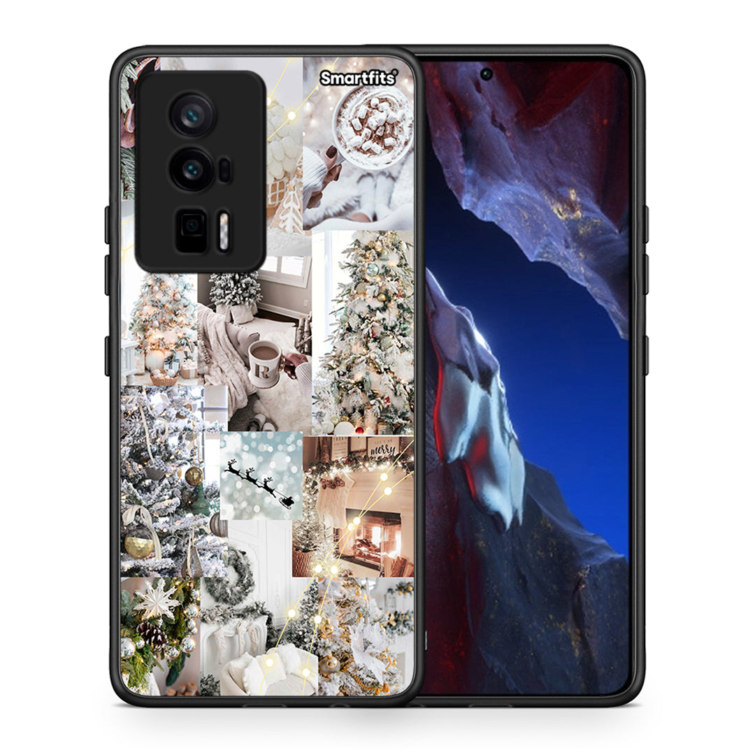 Θήκη Xiaomi Poco F5 Pro / Redmi K60 Pro White Christmas από τη Smartfits με σχέδιο στο πίσω μέρος και μαύρο περίβλημα | Xiaomi Poco F5 Pro / Redmi K60 Pro White Christmas Case with Colorful Back and Black Bezels