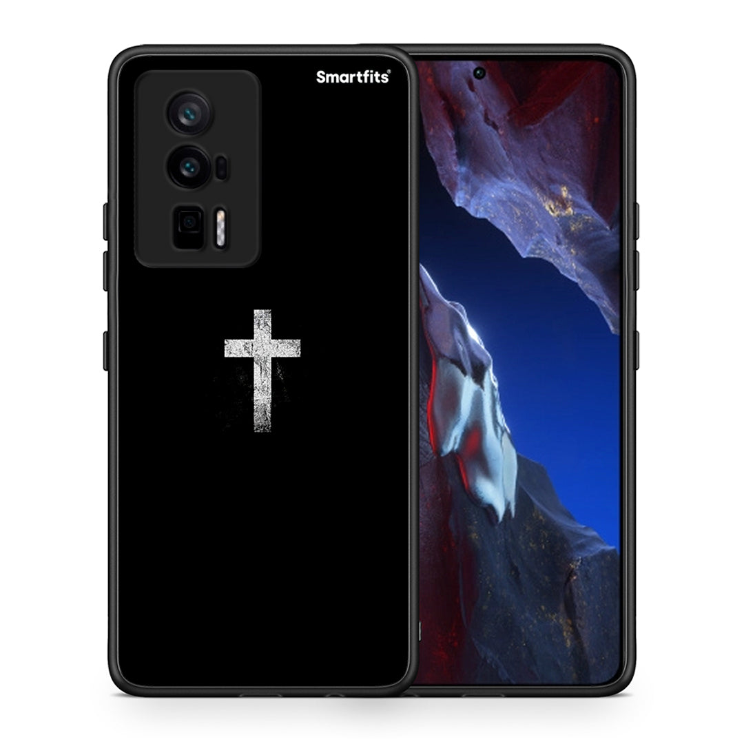 Θήκη Xiaomi Poco F5 Pro / Redmi K60 Pro White Cross από τη Smartfits με σχέδιο στο πίσω μέρος και μαύρο περίβλημα | Xiaomi Poco F5 Pro / Redmi K60 Pro White Cross Case with Colorful Back and Black Bezels