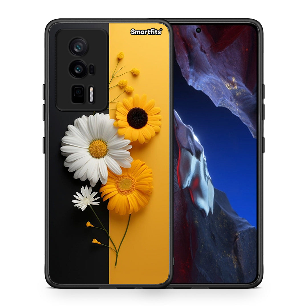 Θήκη Xiaomi Poco F5 Pro / Redmi K60 Pro Yellow Daisies από τη Smartfits με σχέδιο στο πίσω μέρος και μαύρο περίβλημα | Xiaomi Poco F5 Pro / Redmi K60 Pro Yellow Daisies Case with Colorful Back and Black Bezels