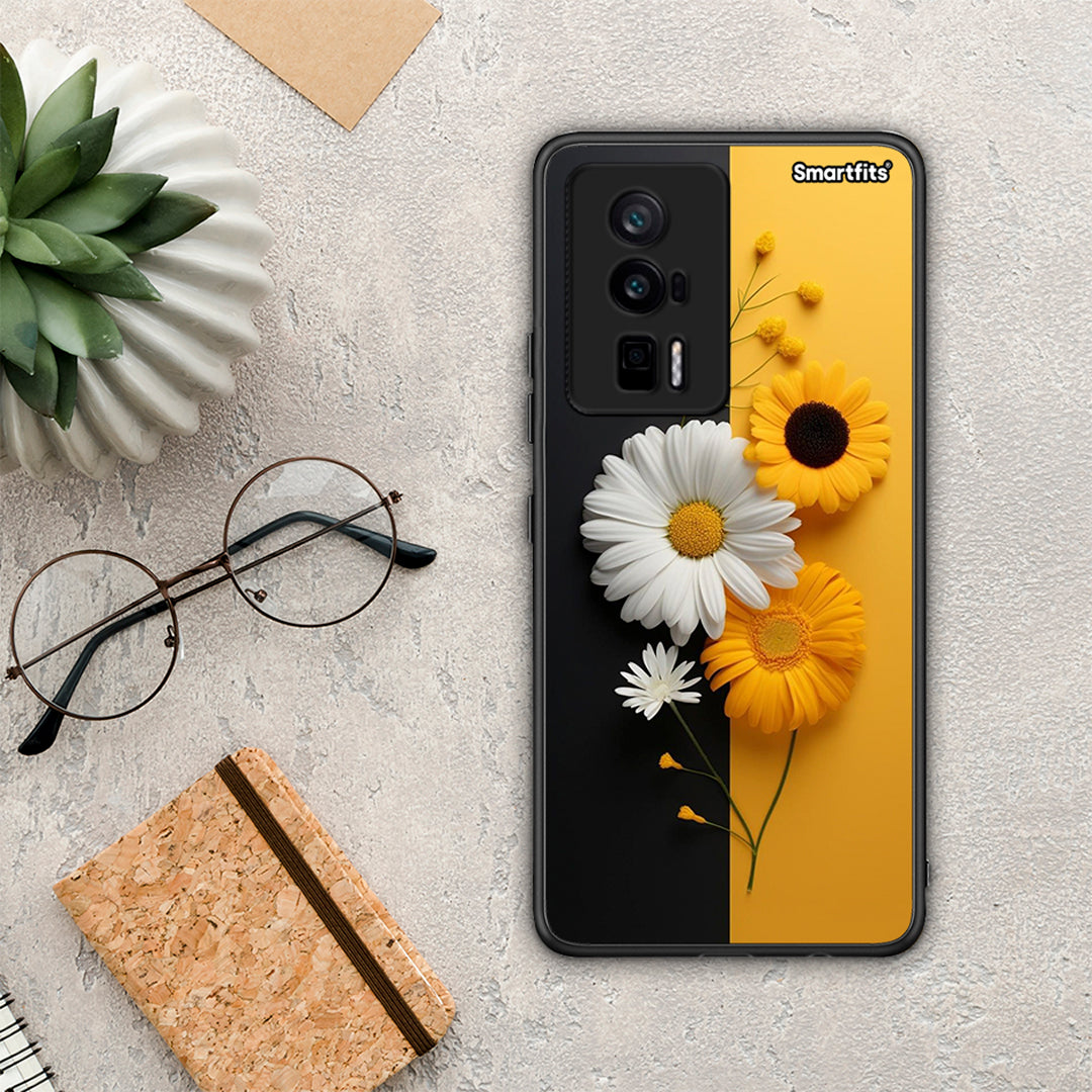 Θήκη Xiaomi Poco F5 Pro / Redmi K60 Pro Yellow Daisies από τη Smartfits με σχέδιο στο πίσω μέρος και μαύρο περίβλημα | Xiaomi Poco F5 Pro / Redmi K60 Pro Yellow Daisies Case with Colorful Back and Black Bezels