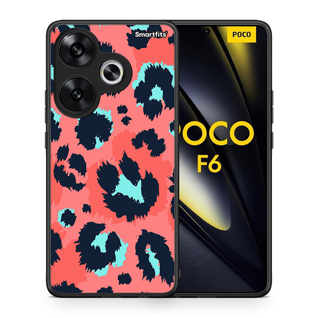 Θήκη Xiaomi Poco F6 Pink Leopard Animal από τη Smartfits με σχέδιο στο πίσω μέρος και μαύρο περίβλημα | Xiaomi Poco F6 Pink Leopard Animal case with colorful back and black bezels