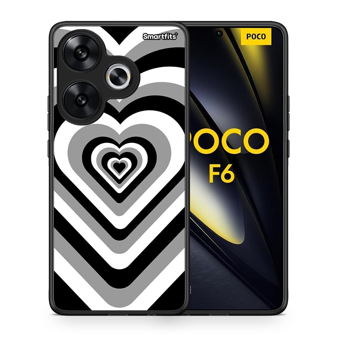 Θήκη Xiaomi Poco F6 Black Hearts από τη Smartfits με σχέδιο στο πίσω μέρος και μαύρο περίβλημα | Xiaomi Poco F6 Black Hearts case with colorful back and black bezels