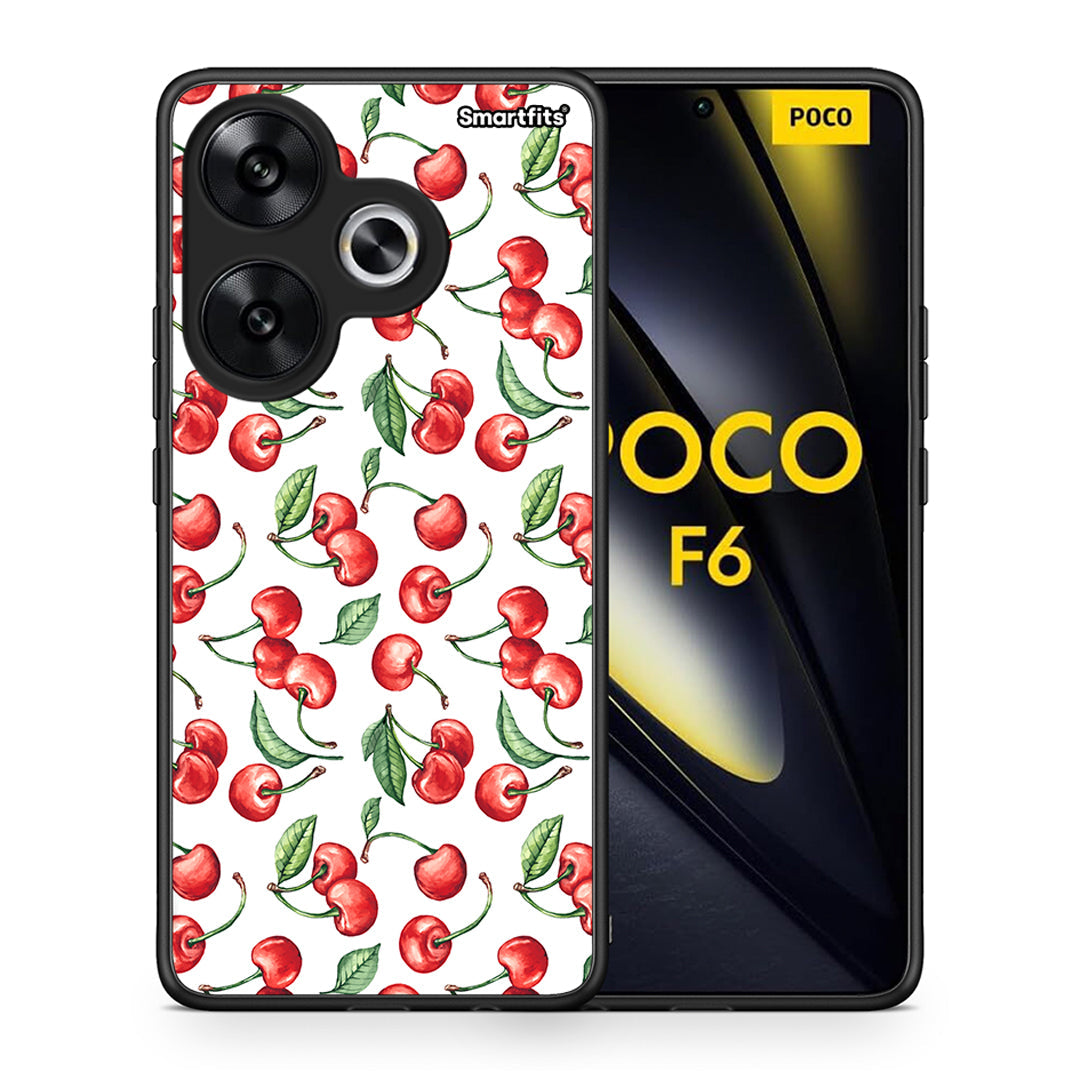 Θήκη Xiaomi Poco F6 Cherry Summer από τη Smartfits με σχέδιο στο πίσω μέρος και μαύρο περίβλημα | Xiaomi Poco F6 Cherry Summer case with colorful back and black bezels