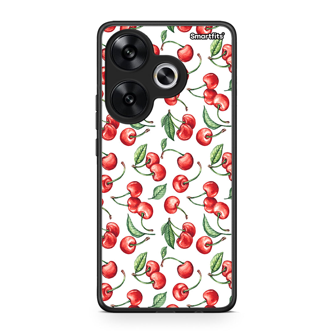 Xiaomi Poco F6 Cherry Summer θήκη από τη Smartfits με σχέδιο στο πίσω μέρος και μαύρο περίβλημα | Smartphone case with colorful back and black bezels by Smartfits