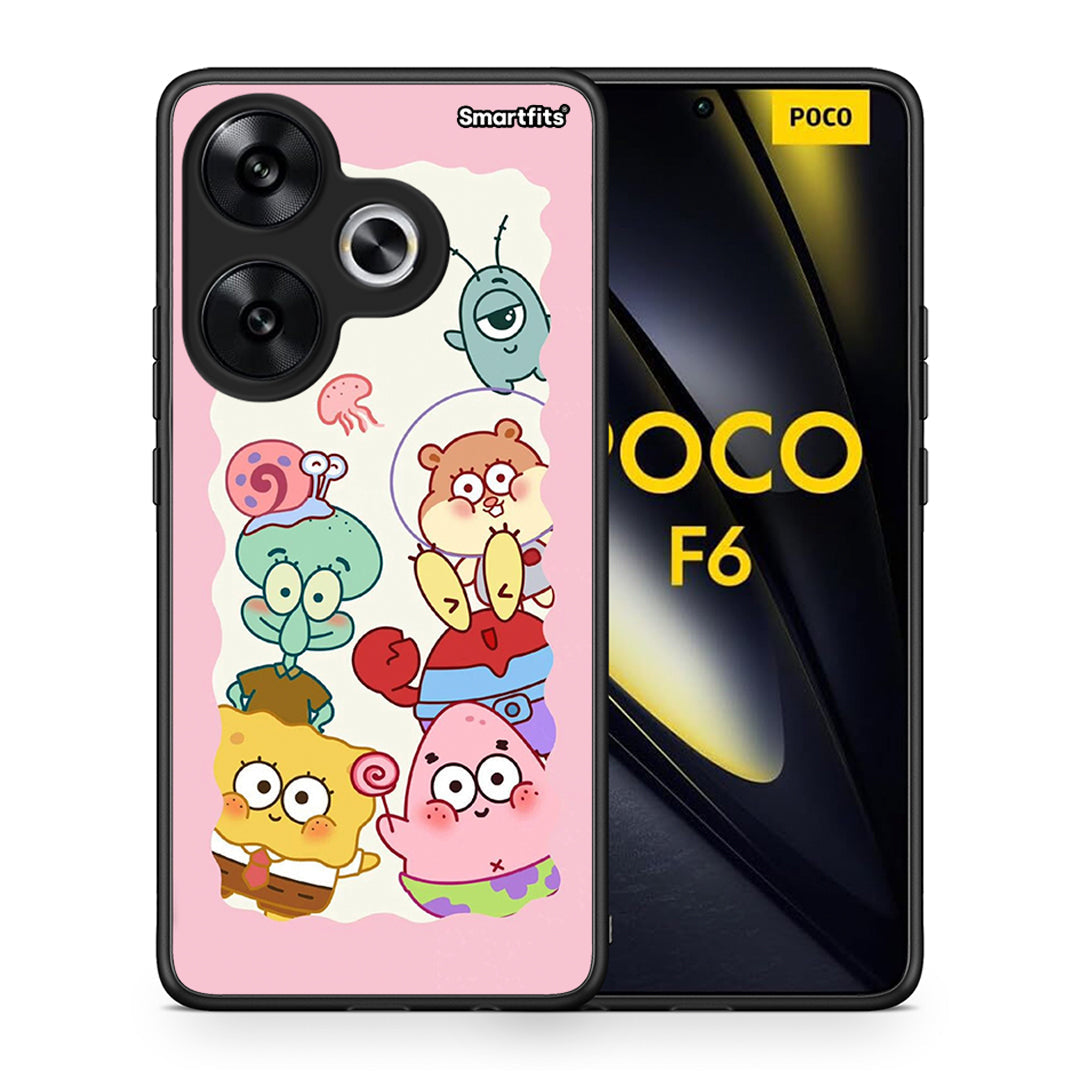 Θήκη Xiaomi Poco F6 Cute Companion από τη Smartfits με σχέδιο στο πίσω μέρος και μαύρο περίβλημα | Xiaomi Poco F6 Cute Companion case with colorful back and black bezels