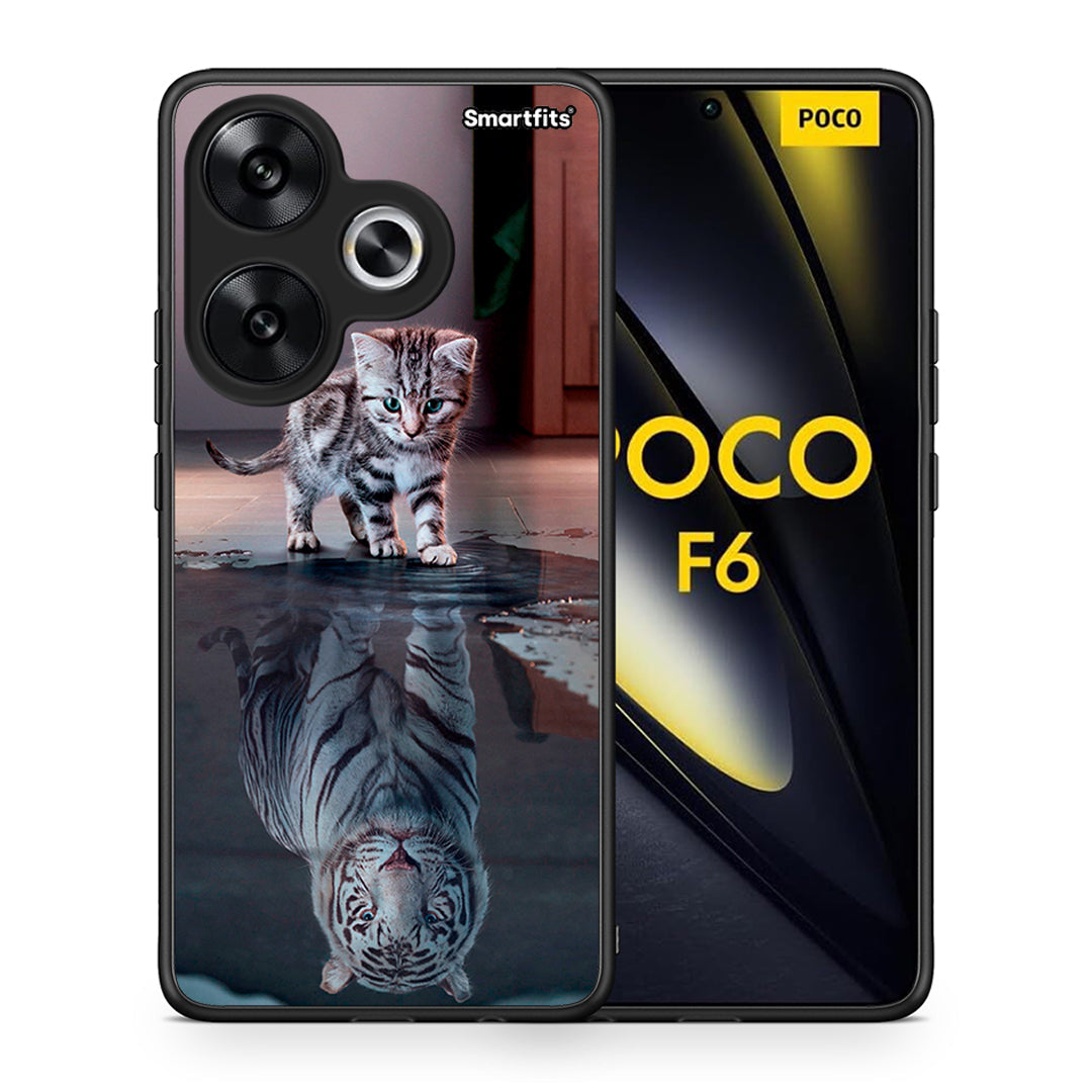 Θήκη Xiaomi Poco F6 Tiger Cute από τη Smartfits με σχέδιο στο πίσω μέρος και μαύρο περίβλημα | Xiaomi Poco F6 Tiger Cute case with colorful back and black bezels