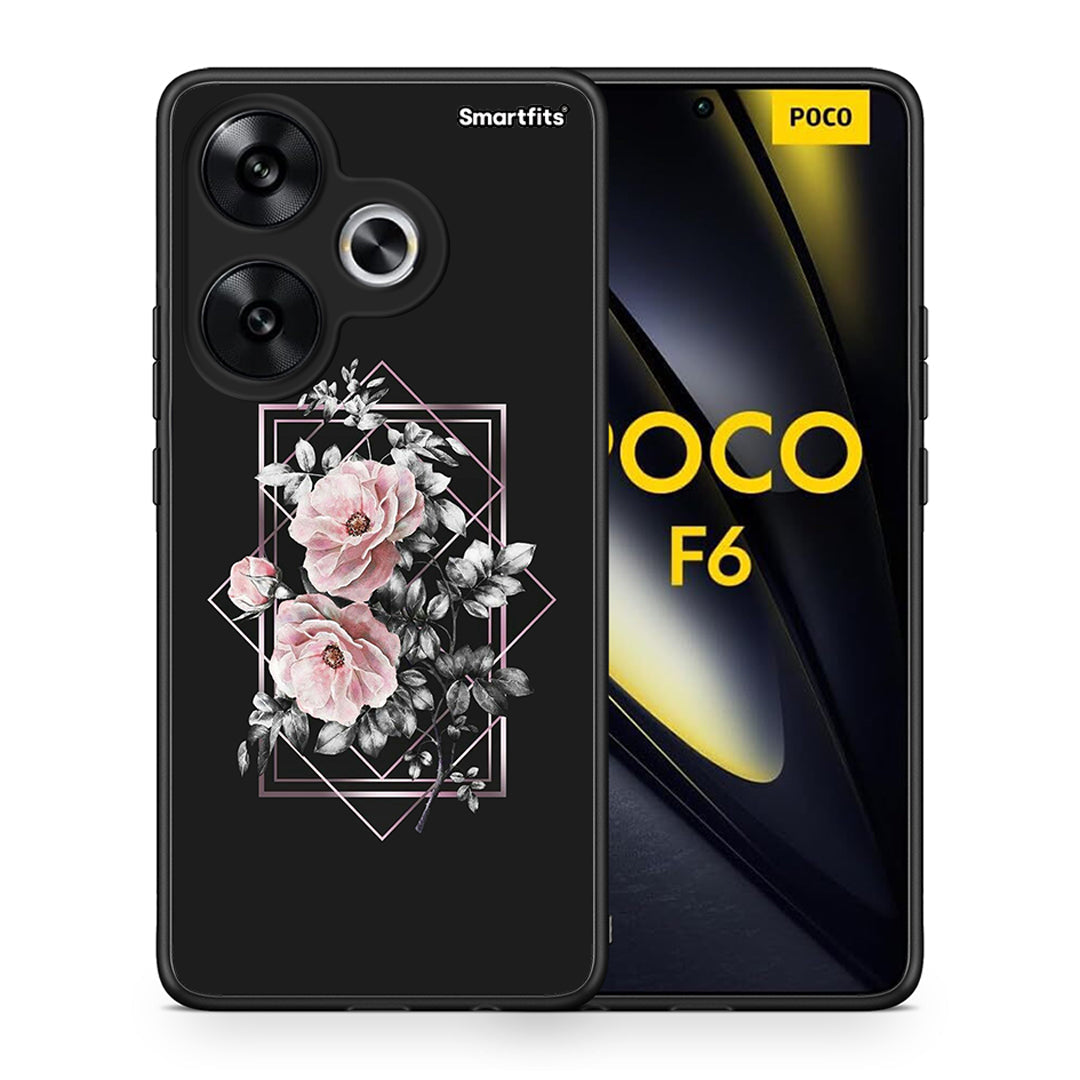 Θήκη Xiaomi Poco F6 Frame Flower από τη Smartfits με σχέδιο στο πίσω μέρος και μαύρο περίβλημα | Xiaomi Poco F6 Frame Flower case with colorful back and black bezels