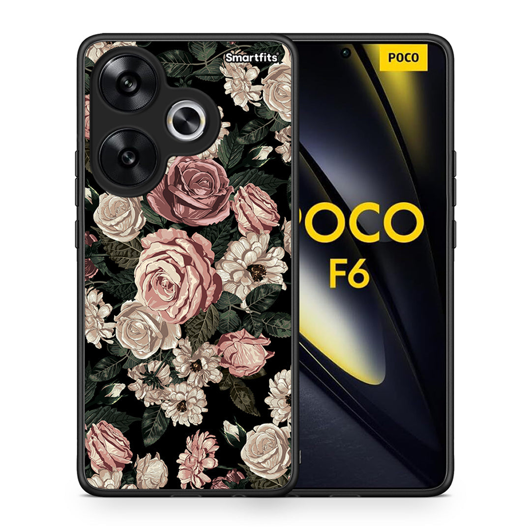 Θήκη Xiaomi Poco F6 Wild Roses Flower από τη Smartfits με σχέδιο στο πίσω μέρος και μαύρο περίβλημα | Xiaomi Poco F6 Wild Roses Flower case with colorful back and black bezels