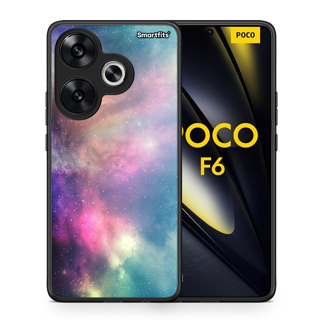 Θήκη Xiaomi Poco F6 Rainbow Galaxy από τη Smartfits με σχέδιο στο πίσω μέρος και μαύρο περίβλημα | Xiaomi Poco F6 Rainbow Galaxy case with colorful back and black bezels