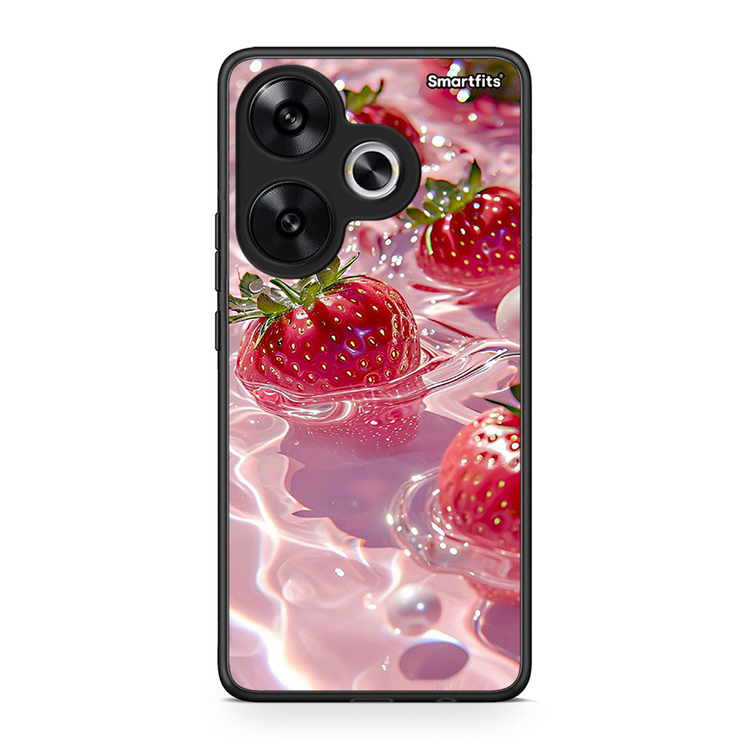 Xiaomi Poco F6 Juicy Strawberries θήκη από τη Smartfits με σχέδιο στο πίσω μέρος και μαύρο περίβλημα | Smartphone case with colorful back and black bezels by Smartfits