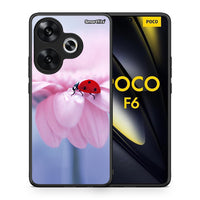 Thumbnail for Θήκη Xiaomi Poco F6 Ladybug Flower από τη Smartfits με σχέδιο στο πίσω μέρος και μαύρο περίβλημα | Xiaomi Poco F6 Ladybug Flower case with colorful back and black bezels