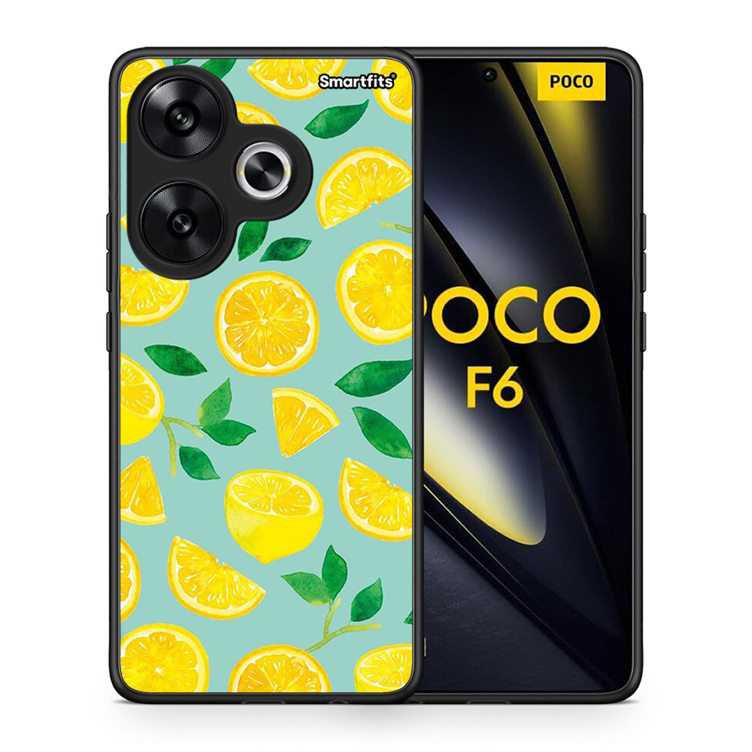 Θήκη Xiaomi Poco F6 Lemons από τη Smartfits με σχέδιο στο πίσω μέρος και μαύρο περίβλημα | Xiaomi Poco F6 Lemons case with colorful back and black bezels