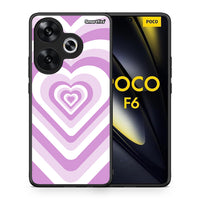 Thumbnail for Θήκη Xiaomi Poco F6 Lilac Hearts από τη Smartfits με σχέδιο στο πίσω μέρος και μαύρο περίβλημα | Xiaomi Poco F6 Lilac Hearts case with colorful back and black bezels