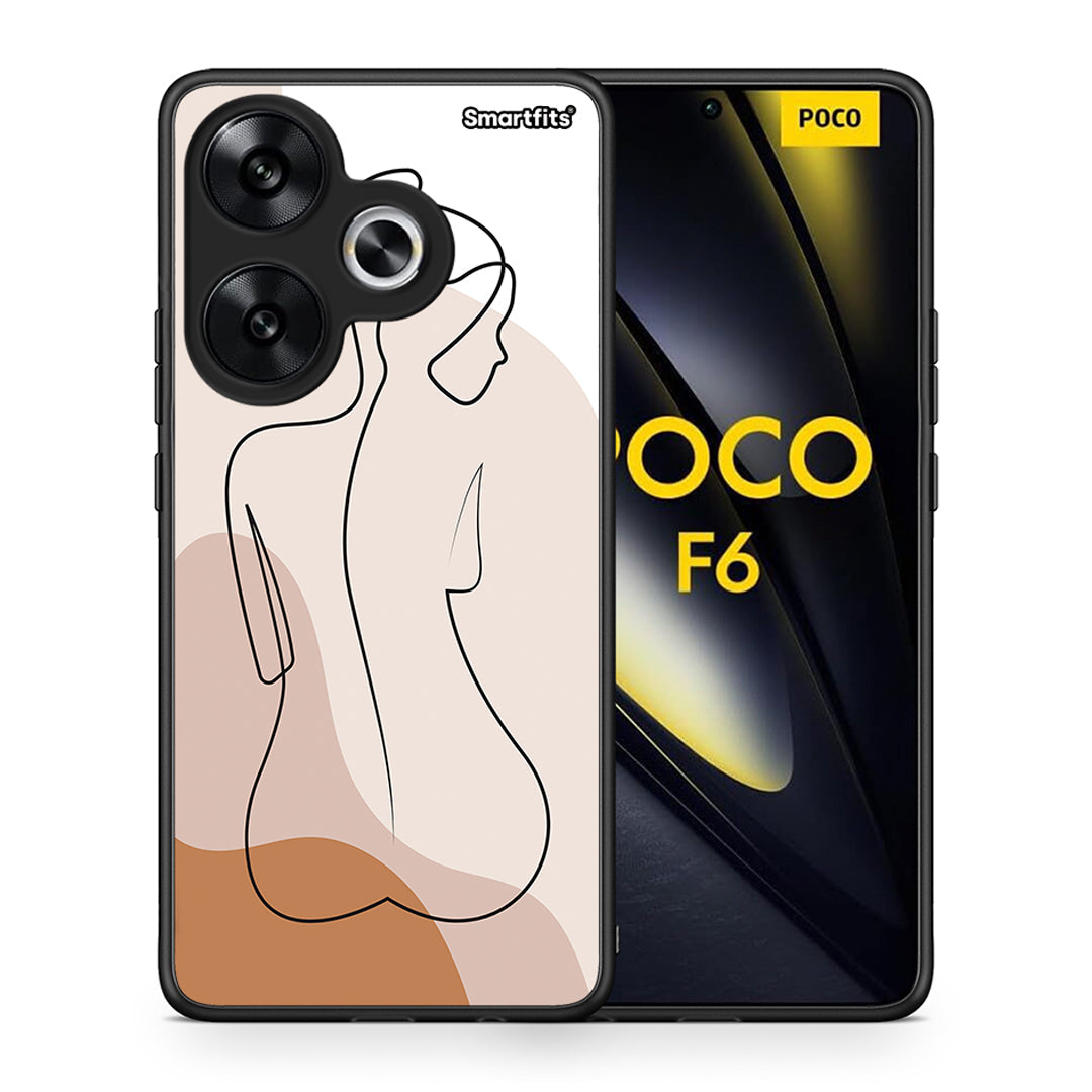 Θήκη Xiaomi Poco F6 LineArt Woman από τη Smartfits με σχέδιο στο πίσω μέρος και μαύρο περίβλημα | Xiaomi Poco F6 LineArt Woman case with colorful back and black bezels