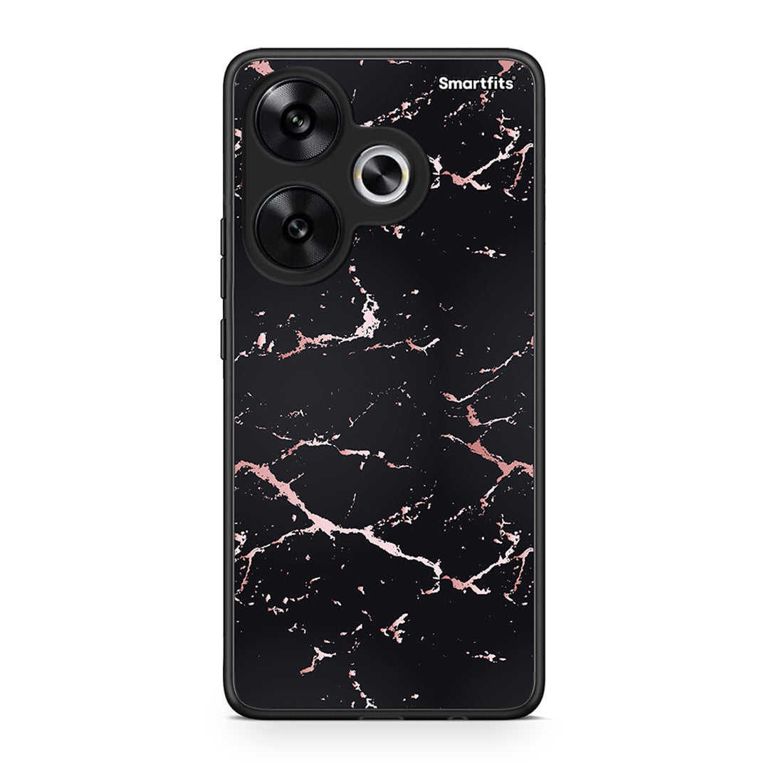 4 - Xiaomi Poco F6 Black Rosegold Marble case, cover, bumper