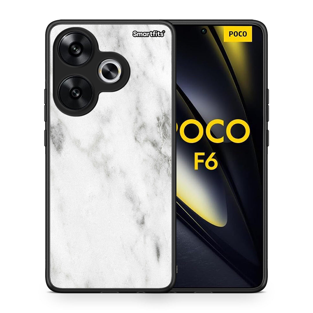 Θήκη Xiaomi Poco F6 White Marble από τη Smartfits με σχέδιο στο πίσω μέρος και μαύρο περίβλημα | Xiaomi Poco F6 White Marble case with colorful back and black bezels