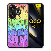 Thumbnail for Θήκη Xiaomi Poco F6 Melting Rainbow από τη Smartfits με σχέδιο στο πίσω μέρος και μαύρο περίβλημα | Xiaomi Poco F6 Melting Rainbow case with colorful back and black bezels