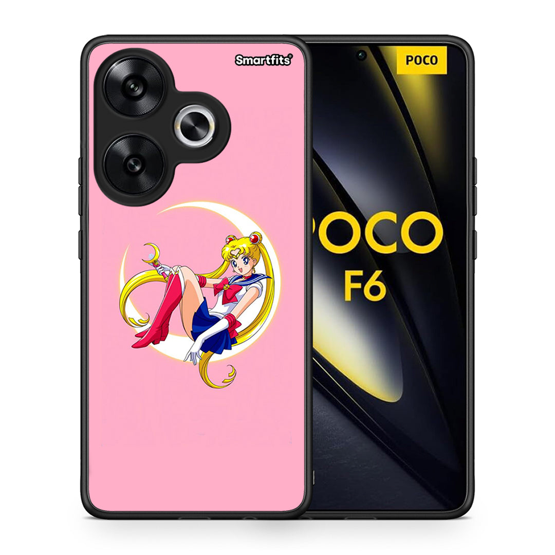 Θήκη Xiaomi Poco F6 Moon Girl από τη Smartfits με σχέδιο στο πίσω μέρος και μαύρο περίβλημα | Xiaomi Poco F6 Moon Girl case with colorful back and black bezels