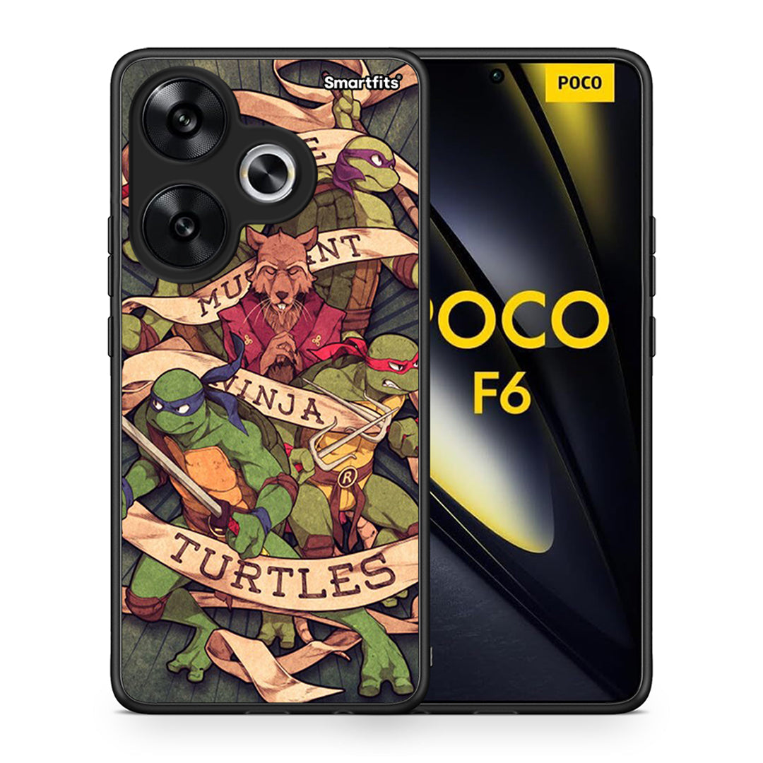 Θήκη Xiaomi Poco F6 Ninja Turtles από τη Smartfits με σχέδιο στο πίσω μέρος και μαύρο περίβλημα | Xiaomi Poco F6 Ninja Turtles case with colorful back and black bezels