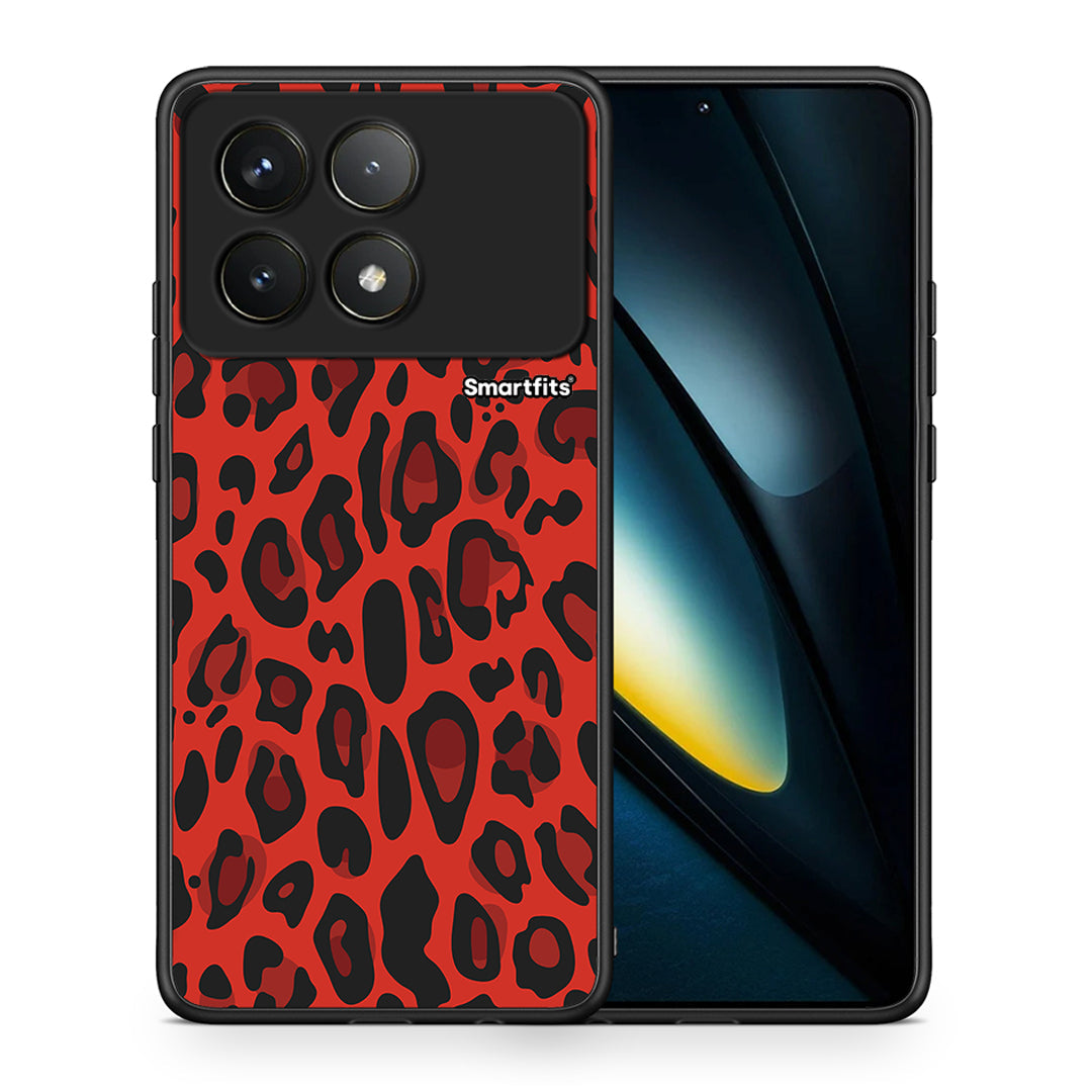 Θήκη Xiaomi Poco F6 Pro 5G Red Leopard Animal από τη Smartfits με σχέδιο στο πίσω μέρος και μαύρο περίβλημα | Xiaomi Poco F6 Pro 5G Red Leopard Animal case with colorful back and black bezels