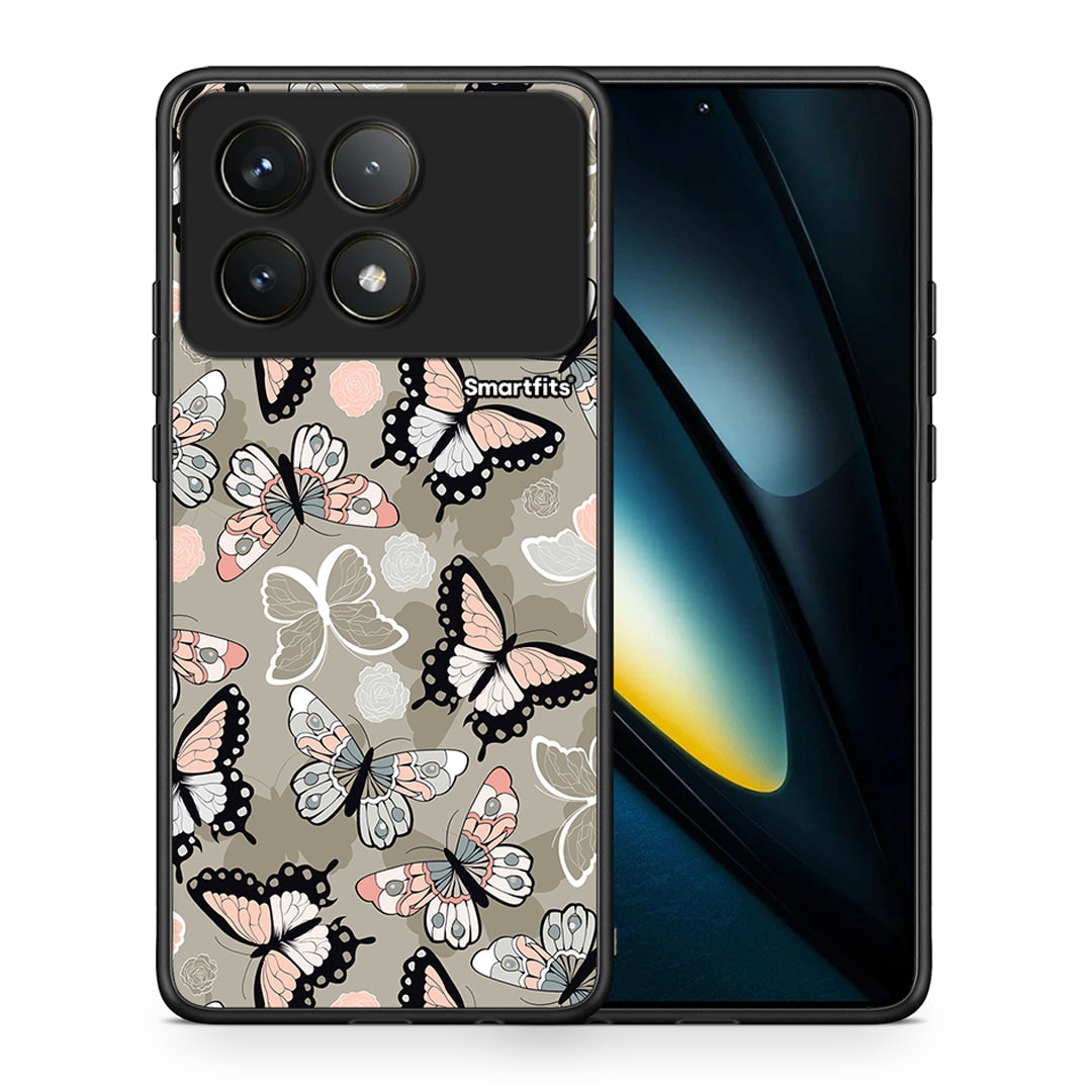 Θήκη Xiaomi Poco F6 Pro 5G Butterflies Boho από τη Smartfits με σχέδιο στο πίσω μέρος και μαύρο περίβλημα | Xiaomi Poco F6 Pro 5G Butterflies Boho case with colorful back and black bezels